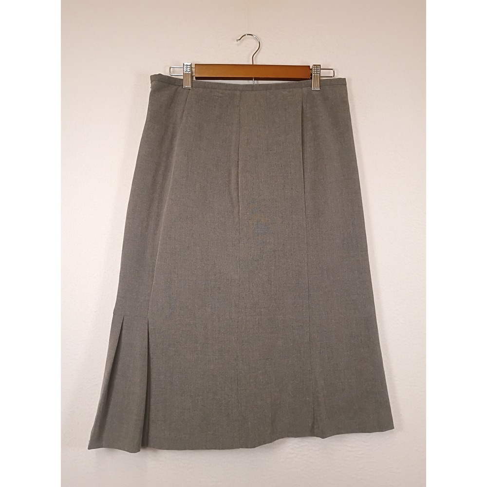 Professional Worthington Women 8 Grey Pleated Side Vent Midi A-Line Skirt Office
